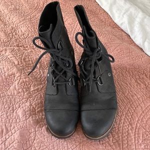 Sorel Leather Wedge Lace Boots